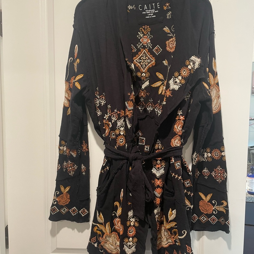 Caite Women's Elegant Black Embroidered Cardigan